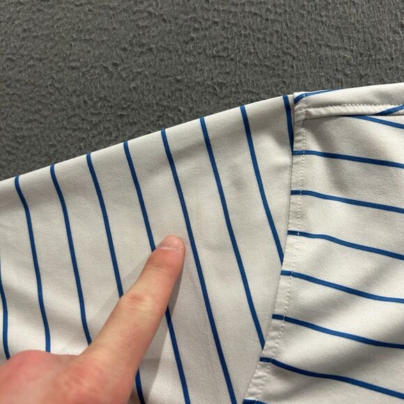 Rhoback Shirt Mens XL White Blue Striped Golf Polo Performance Stretch Preppy - Picture 6 of 11